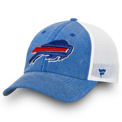 Men's Buffalo Bills NFL Pro Line by Fanatics Branded Royal/White Timeless Fundamental Adjustable Trucker Hat 2855146